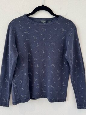 Sonoma Navy Micro Floral Thermal Long Sleeve Tee